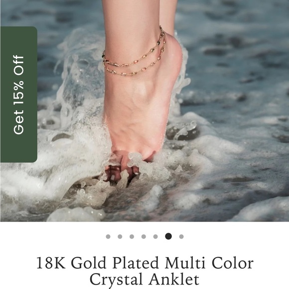 Barzel Jewelry 18k Gold Plated Multicolor Crystal Anklet -New! - Picture 3 of 9